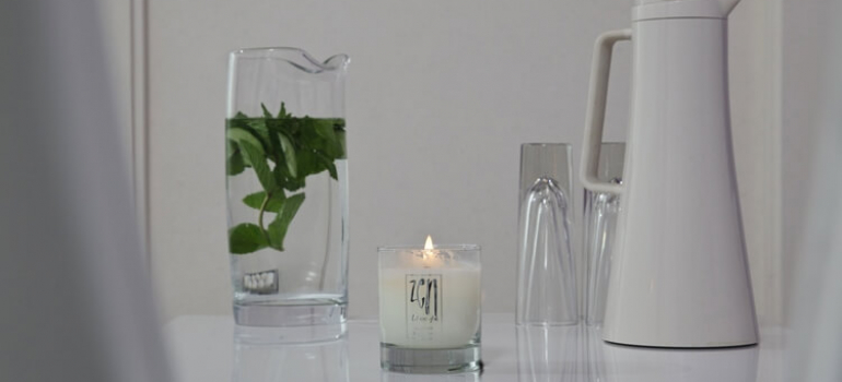 Zen Refreshment Table with Candle and Water Jugs